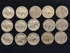 VINTAGE United States Coin Lot of 15 Buffalo Nickels 1913-1938 Dateless