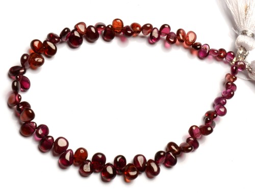 Piedras preciosas de granate natural de 4x3 a 5x3 mm cuentas lisas en forma de pera hilo de 7" - Imagen 8 de 9