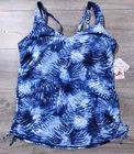 Lands End Swim Top Womens Size 16 Tie Dye Blue V-Neck Tankini Swimwear