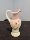 FENTON 2004 GEEN LOTUS MIST BURMESE "MUSEUM COLLECTION" PITCHER VASE w FLOWERS