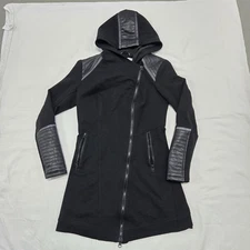 Size XS Women's Blanc Noir Update Traveller Jacket Black Full-Zip Coat Leather