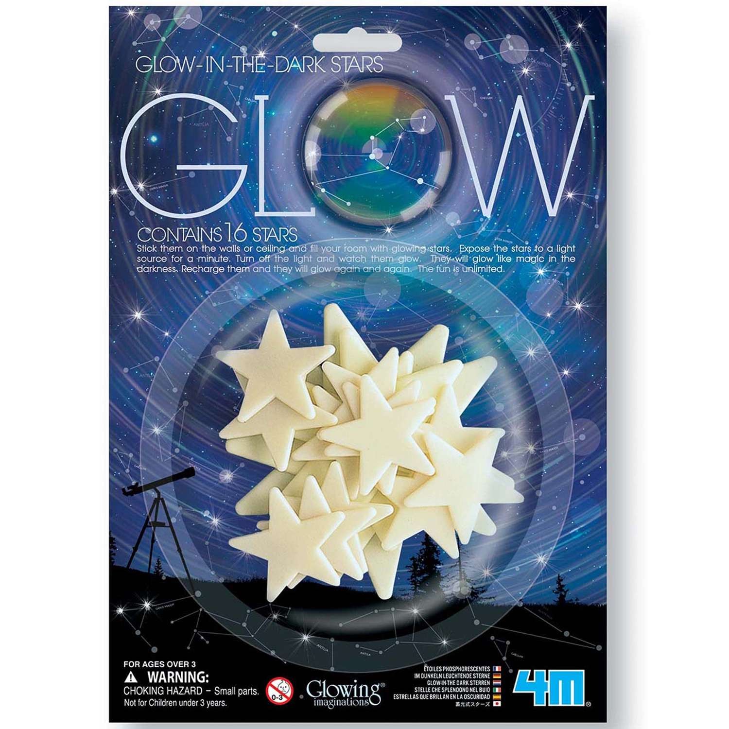 4M Glow-In-The-Dark Stars 16 Stars - 2 Big, 2 Medium and 12 Small
