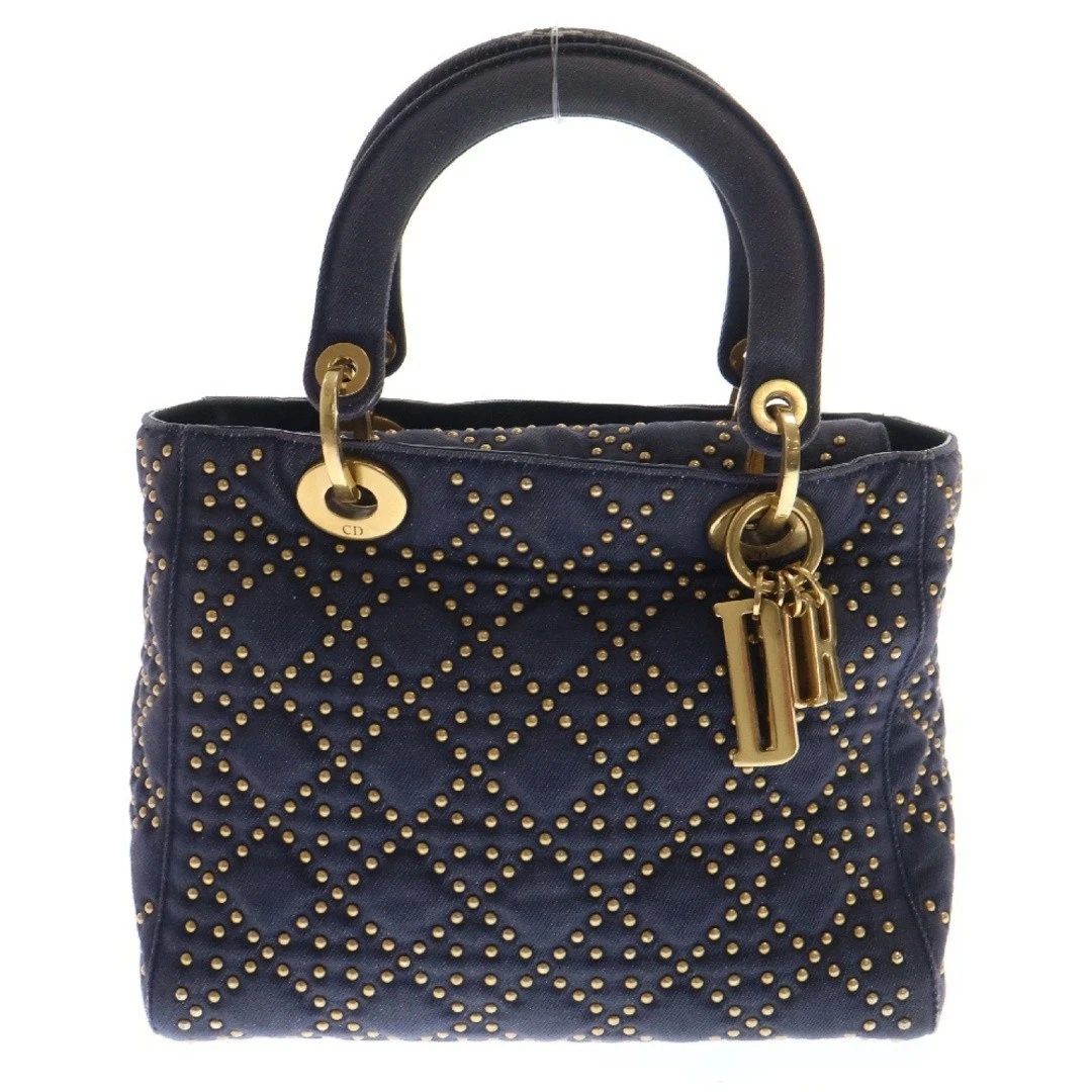 Sac à main bandoulière Dior Christian Lady clous canage denim 2 voies bleu marine femme occasion de