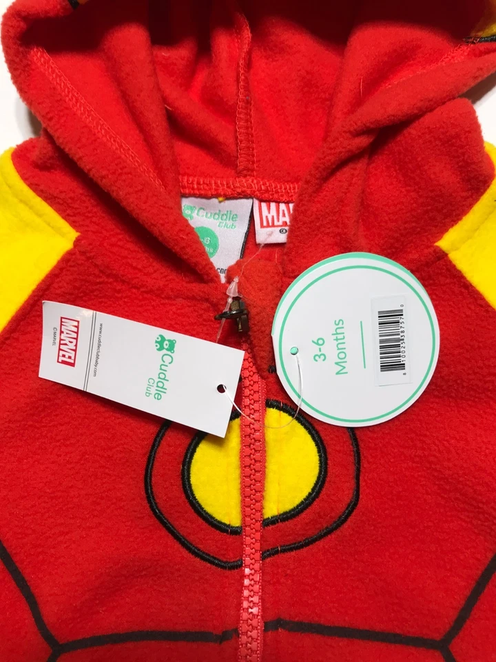 Cuddle Club Marvel Polar Iron Man Cremallera Completa Chaqueta Disfraz Bebé 3-6 Mo. Foto 3 de 4