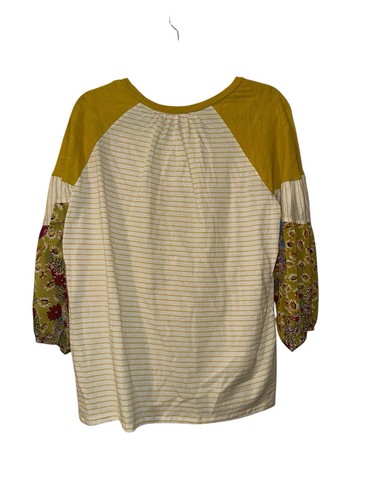 Umgee Striped Floral Embroidere Puff Balloon Sleveles Blouse Size Small NWT - Picture 3 of 5