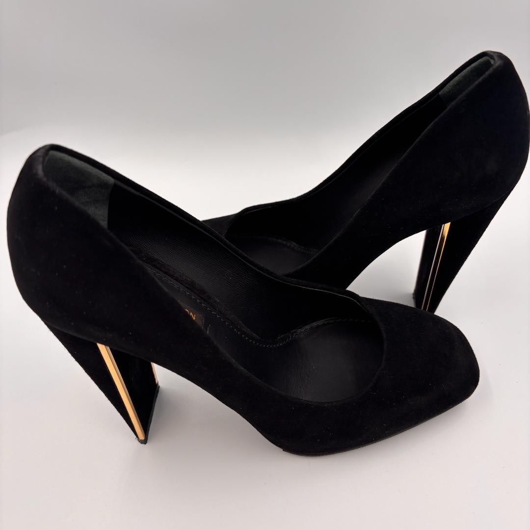 LOUIS VUITTON Suede Heel Pumps Black EU 36.5 135323K Authentic thumbnail 8