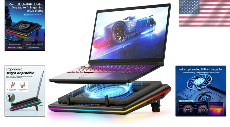 游戏笔记本电脑冷却垫,5.5 英寸 Turbofan,触摸控制 — 第 2/4 张图片