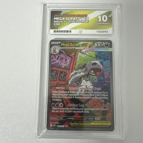 Pokémon Mega Scrafty ex 285/217 SIR Ascended Heroes ACE 10 Gem Mint #22