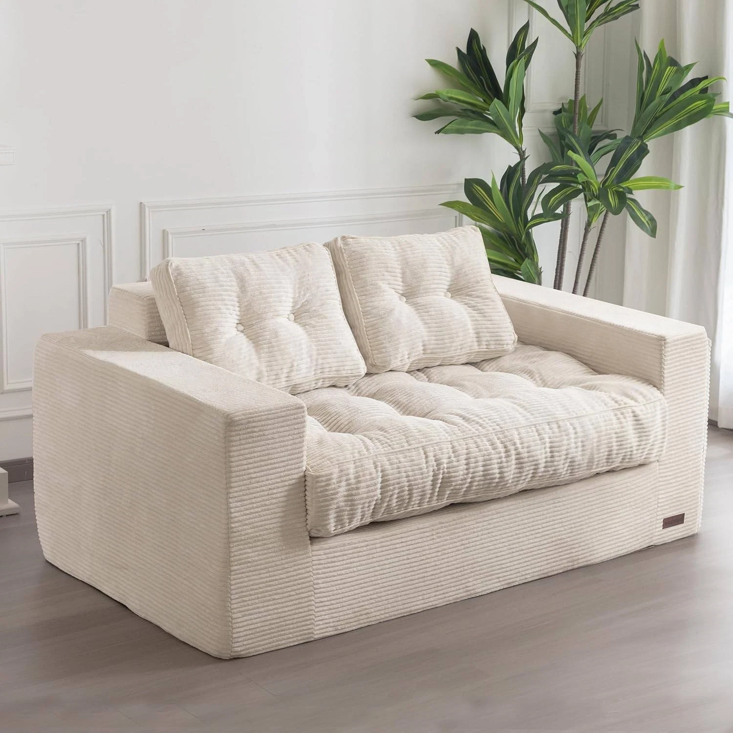 Corduroy Loveseat Sofa 2-Seat Tufted Cushions Beige Modern Small Apartment Couch
Opens in a new wind