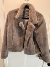 BLANK NYC Beige/Light Grey Faux Fur Jacket - Large