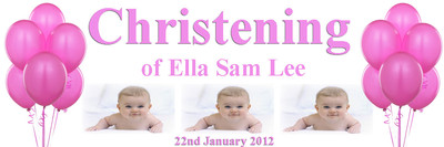 PERSONALISIERTES ROSA TAUFE TAUFE BANNER GROSS PERSONALISIERT MIT FOTOS TEXT