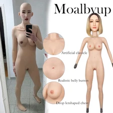 Full Silicone Bodysuit Breast Form Head Mask Full Face Disguise Crossdresser