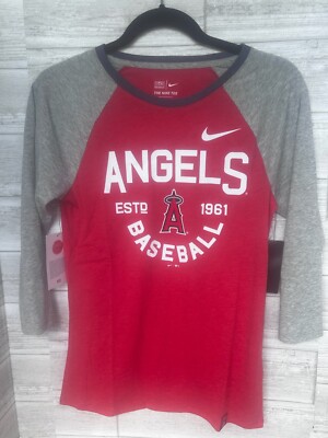 Nike Angels Baseball Women's Shirt XS Red Gray 3/4 Sleeve Raglan Tee NWT $59.99