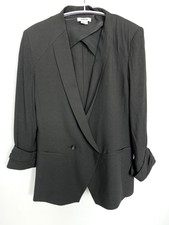 Helmut Lang Designer Grey Loose Fit Blazer Double Breasted Rolled Sleeves S