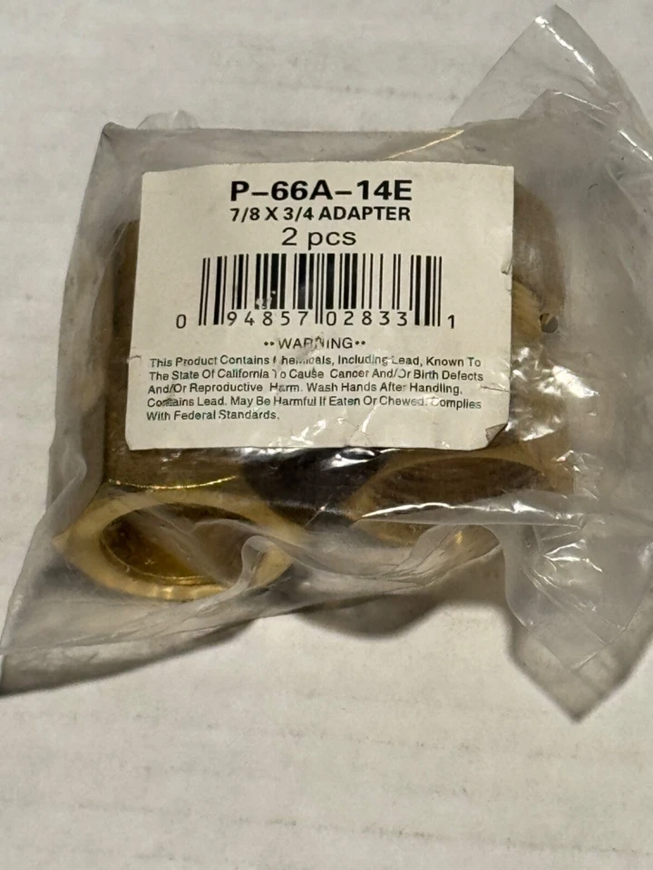 CerroBrass 7/8" Tube OD x 3/4 Thread Brass Compression Tube Female Connector 2PK - Image 2 of 3