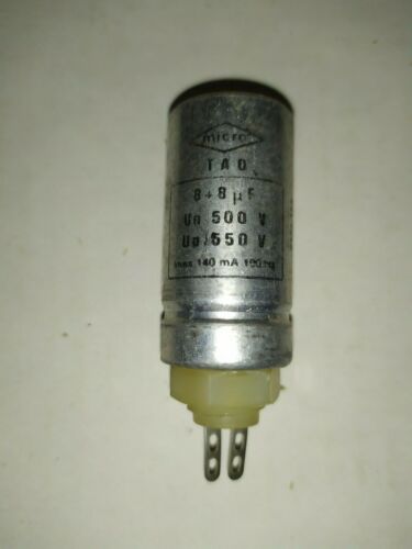  8uF + 8 uF 500 / 550 V  NOS  Capacitor Condensateur Micro         D12h31 - Photo 1/4