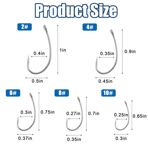 Barbless Fishing Hooks 60/160pcs Carp Fishing Hooks Circle Hooks Barbless Cur... - Picture 3 of 6