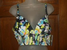 Beach Betty by Miracle Brands Black Multi Stretch Bikini Top - Size L