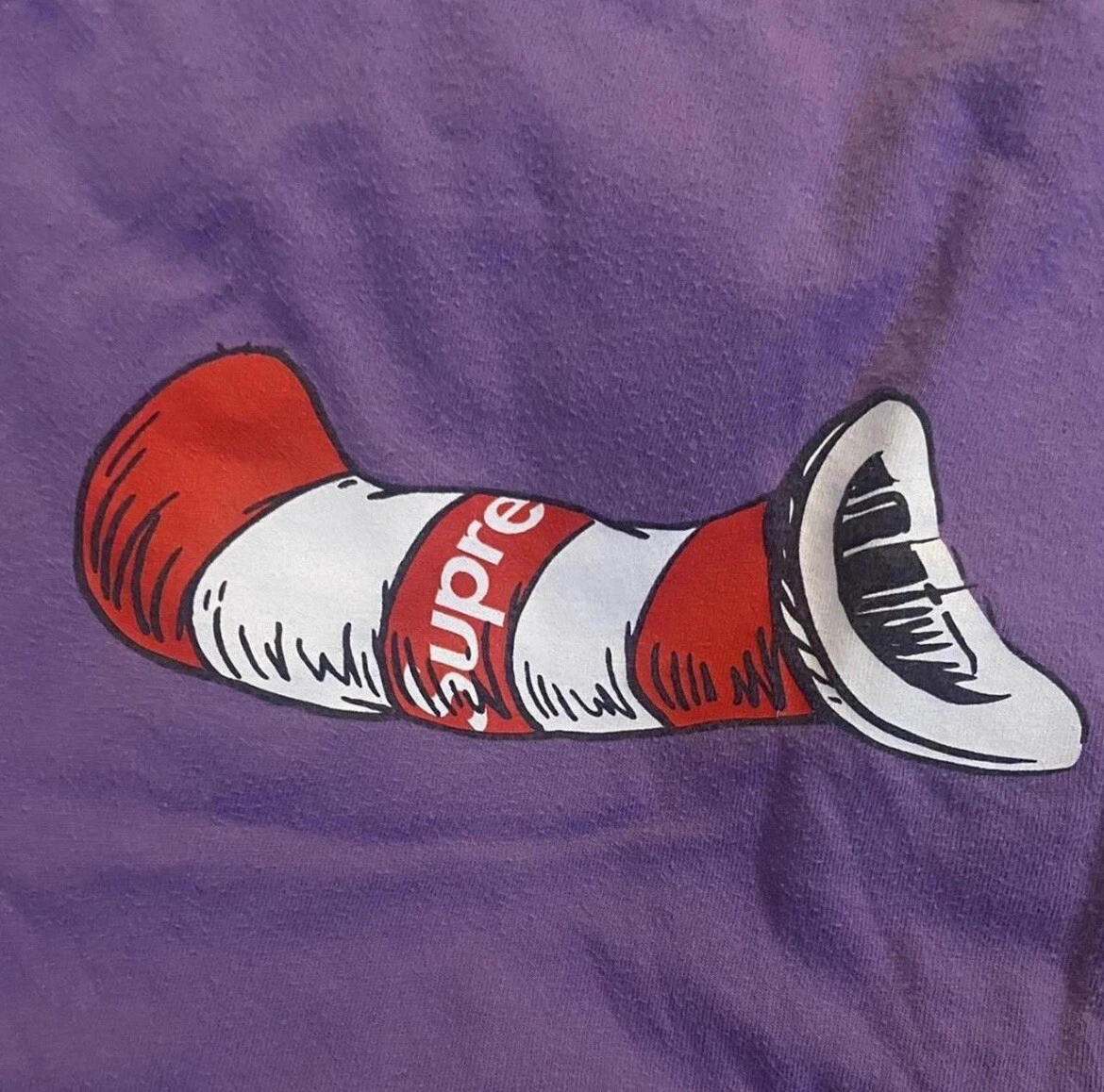 Tee shirt Supreme Cat in The Hat   Violet   Medium (FW18)   Édition limitée 100% coton