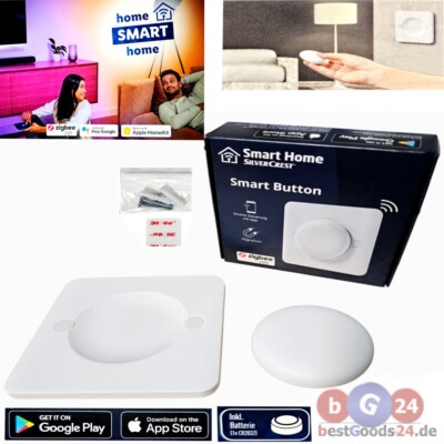 Silvercrest Smart Home Button mit magnetischer Wandhalterung Zigbee App Store