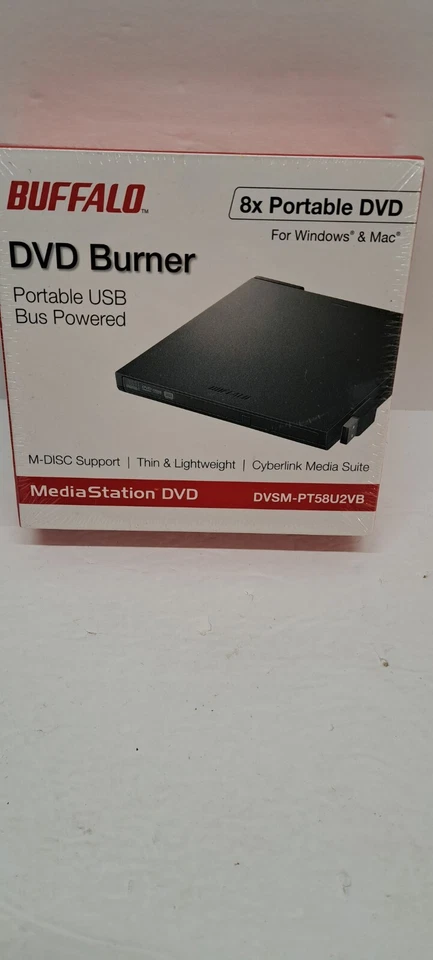 Buffalo MediaStation 8x USB 2.0 Portable DVD Writer with M-Disc DVSM-PT58U2VB - Image 3 of 4