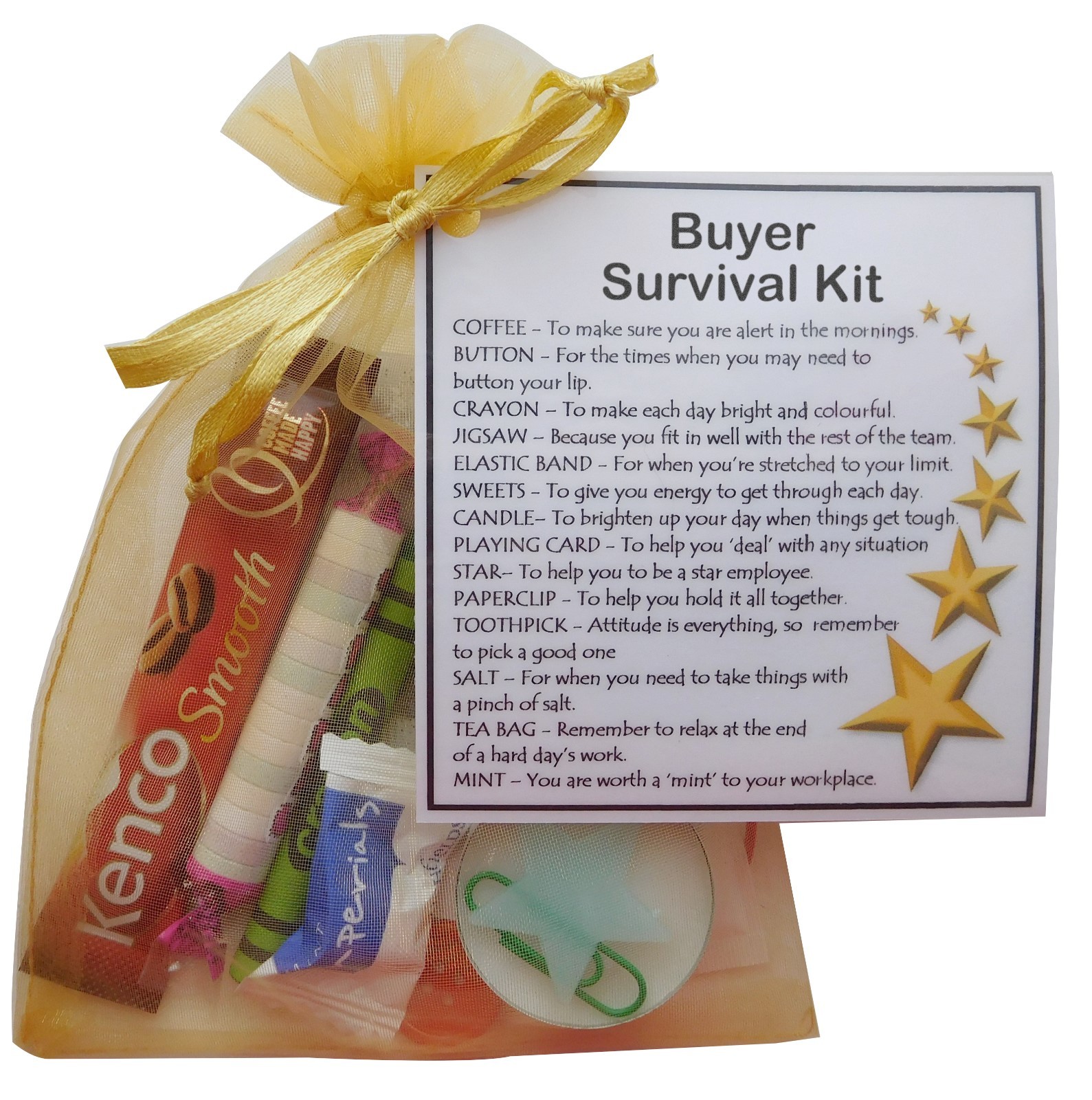 Buyer Survival Kit Gift  - New job, Secret santa gift for colleague