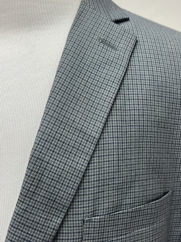 Men's Alan Flusser Gray Houndstooth Micro Plaid 2-Button 44R Blazer Jacket Coat - Picture 2 of 9