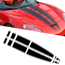 6pcs Hood Blackout Graphic Vinyl Decal Sticker Black For Corvette C6 2005-2013
