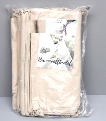 ELES VIDA Zuziehbeutel Baumwollbeutel 10 Stück 40x50cm bemalen in Natur NEU