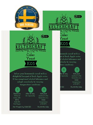 (490,93 /kg) Keltercraft K03 Cider Hefe [16g: Für 50L Apfelwein] Trockenhefe
