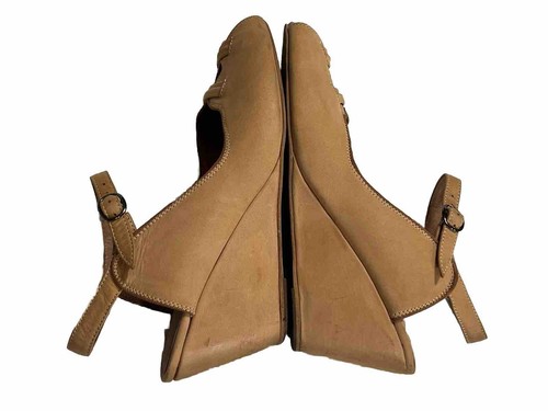 Jeffrey Campbell Viviana Sandals Sz 10 Beige Suede Leather Peep Toe Wedge Strap - Picture 4 of 9