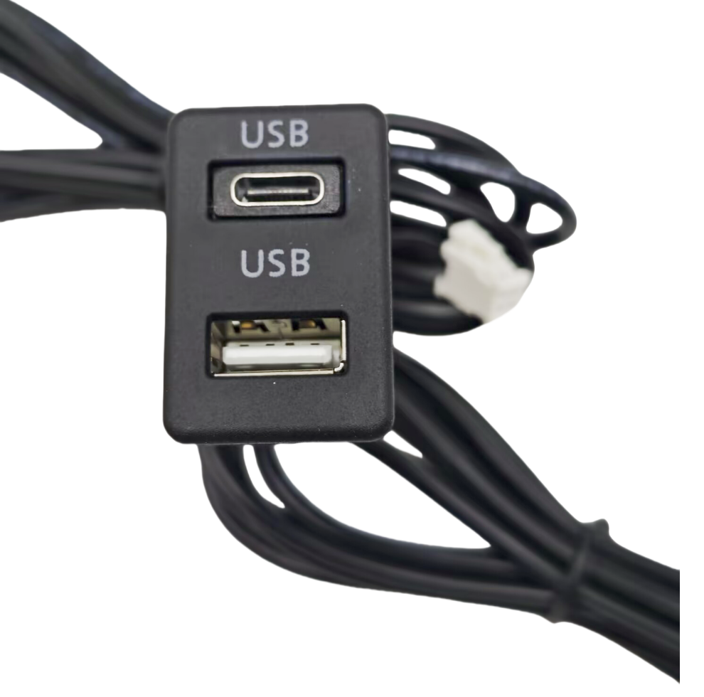 Dual USB Panel Extension Cable Adapter for Car Head Unit