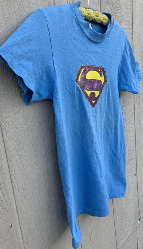 vintage Superman (S iron on transfer glitter grqphics) HI CRU size S - Image 3 of 4