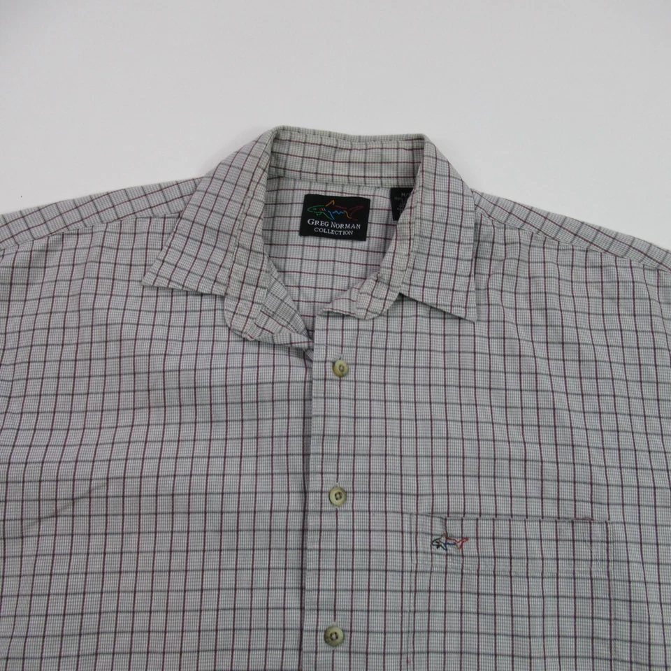 Camisa Greg Norman Para Hombre Mediana Manga Larga Bolsillo Abotonado Exterior Cuadros Foto 2 de 4