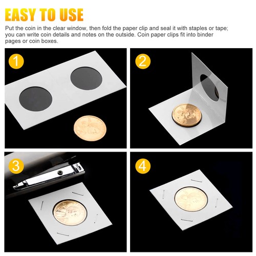 200 4 Sizes Coin Holder Cardboard Mylar Paper Flip 2x2 for Collection Album Book - Picture 5 of 9