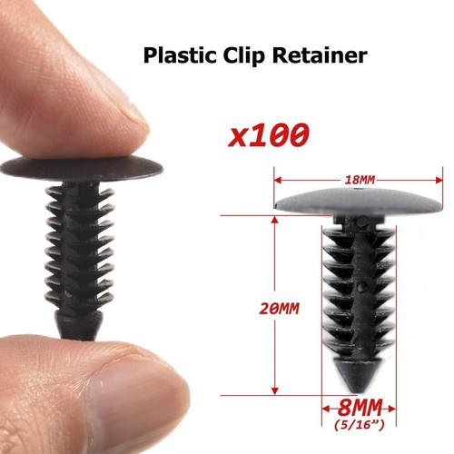 100Pcs 8mm Black Bumper Clips Auto Hole Plastic Rivets Fastener Fender Push Pin - 第 2/7 張圖片