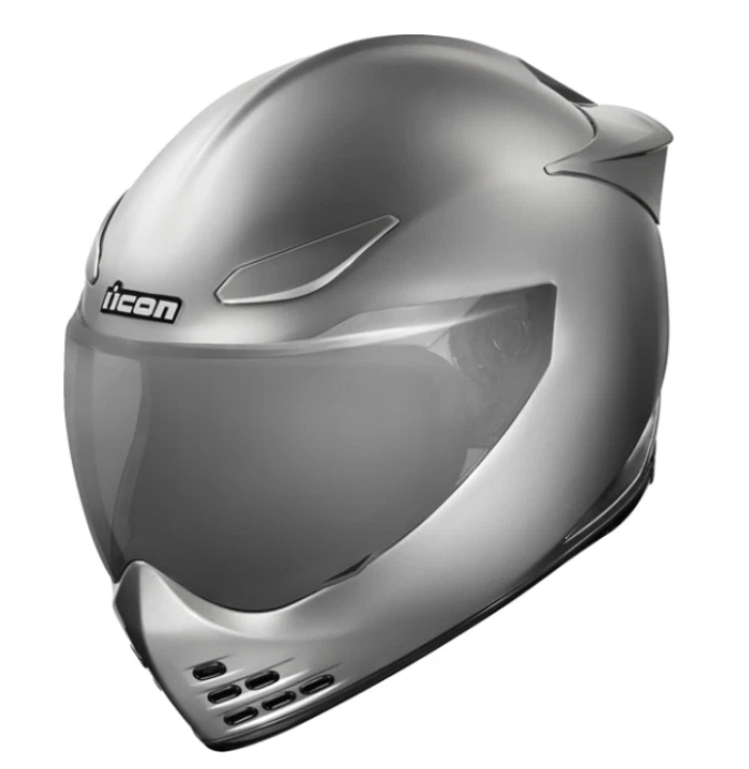 Icon Domain Cornelius Motorcycle Helmet - Matte Silver - All Sizes - Image 3 of 4