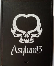 Asylum 13  Wood Cigar Box Black and Red Bottom - Empty - 7.5" x 6" x 5"