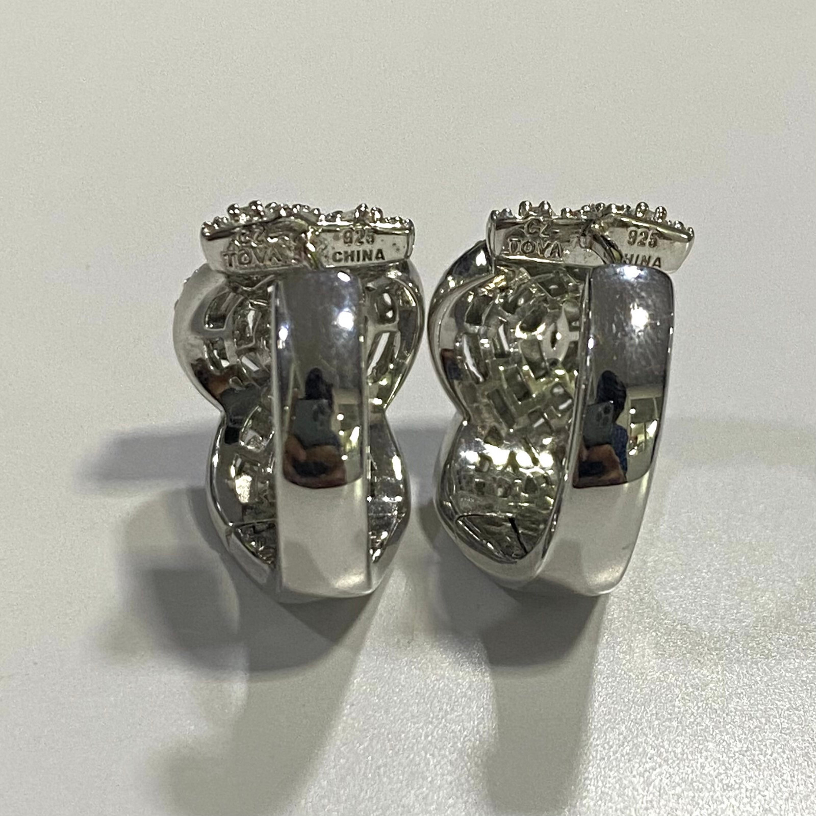 QVC TOVA Diamonique "Love Wave" Earrings, Sterling Preowned Jewelry eBay