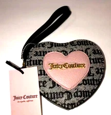 Juicy Couture Wristlet Valentines Heart Logo Zip Around Coin Change Purse NWT