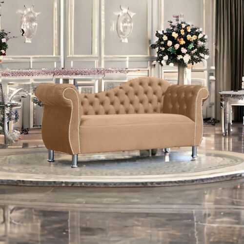 2 seater Chesterfield Artois Double Arm Chaise Lounge Sofa Vintage Soft Velvet - Picture 20 of 30