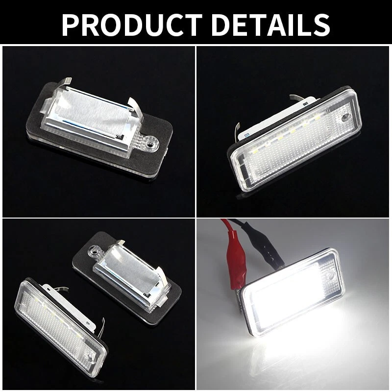 2x White 6000K 18 LED License Plate Lights Lamp For 2005-2009 Audi A6 Quattro C6 - Imagem 4 de 4