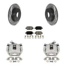 Rear Brake Caliper Drill Slotted Rotor Semi-Metallic Pad Kit For Chevrolet Cruze
