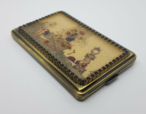Michal Negrin phone book + mirror compact box flowers roses Crystal Israel - Picture 4 of 7
