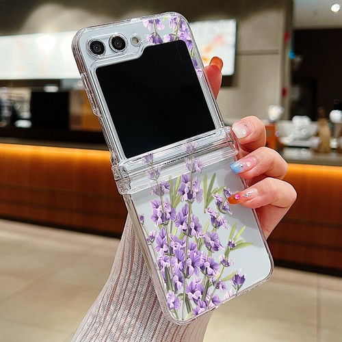 For Samsung Z Flip6 Flip5 7 4 3 Floral Pattern Shockproof Phone Case Clear Cover - Picture 19 of 22
