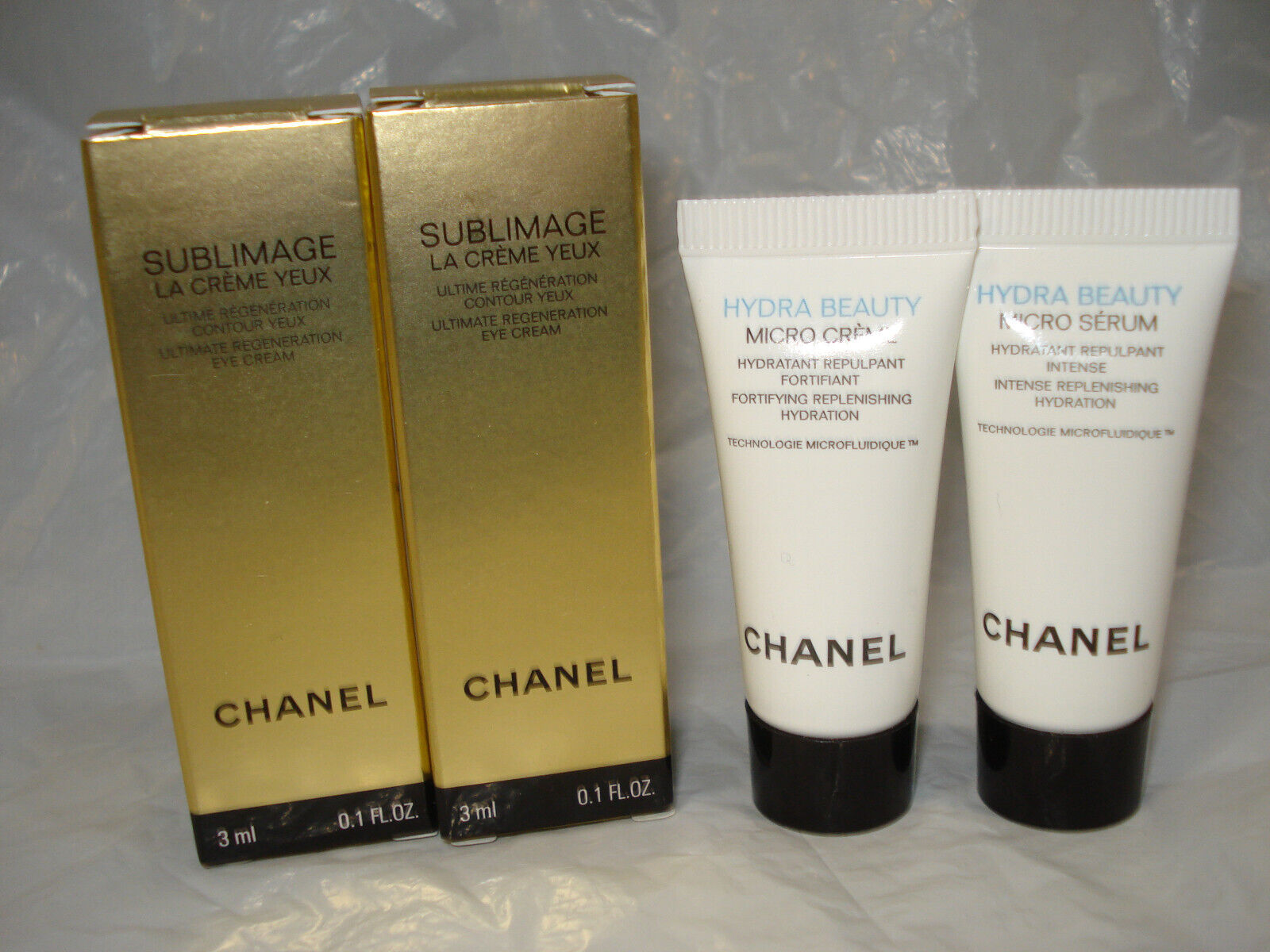 CHANEL LOT OF SAMPLES Sublimage 2 eye cream and Hydra beauty crem