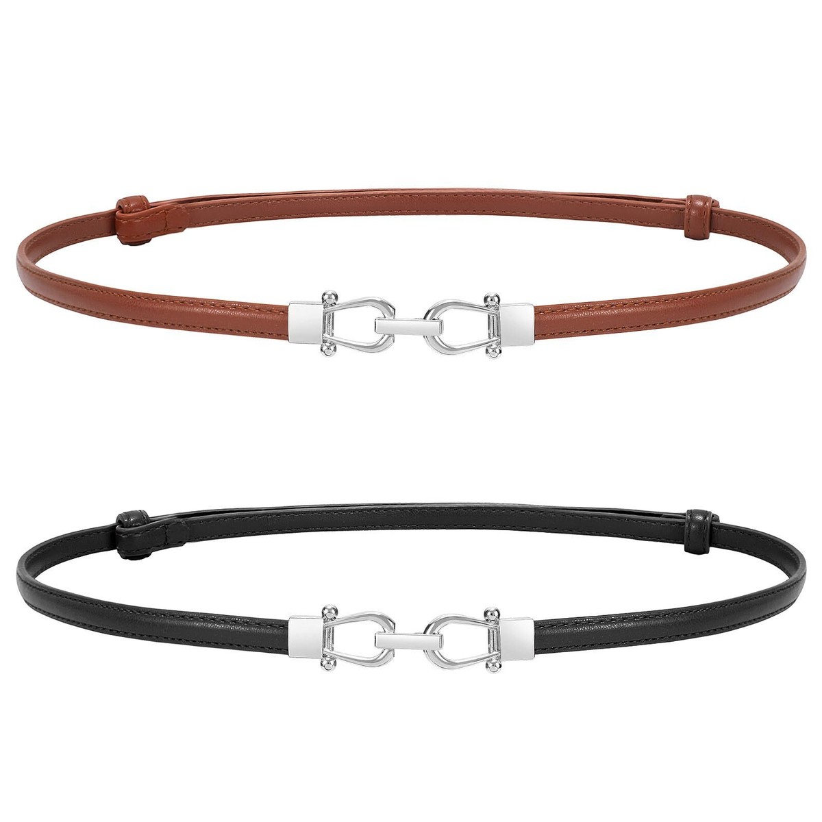Women 2 Pack Skinny Belt for DressThin Waist Belt  display picture 3