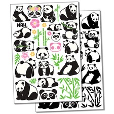 Giant Panda Bear Bamboo Temporary Tattoo Water Resistant Fake Body Art Set