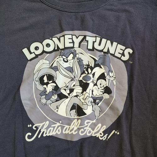 Looney Tunes YOUTH JUNIOR Sweatshirt Large Blue That's All Folks! - Picture 6 of 13