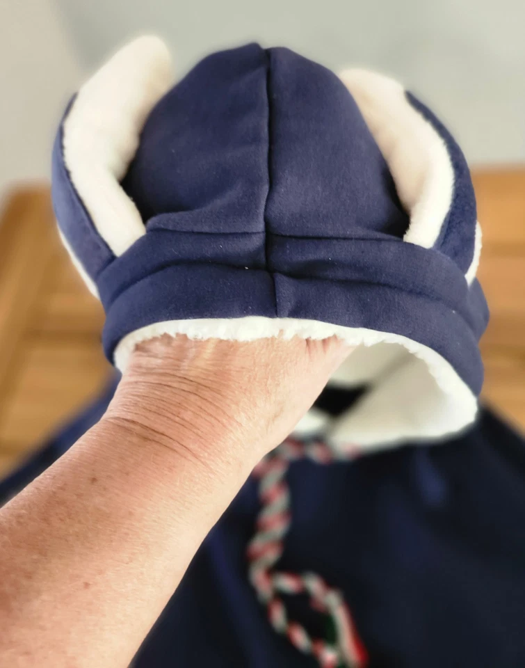 Cat Blooming Cloak Cape Poncho  Bunny Ears Womens, teen, NWT, Blue white - Image 3 of 4